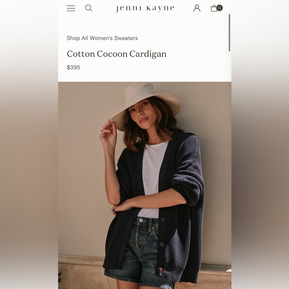 Jenni Kayne Navy Cotton Cocoon Cardigan